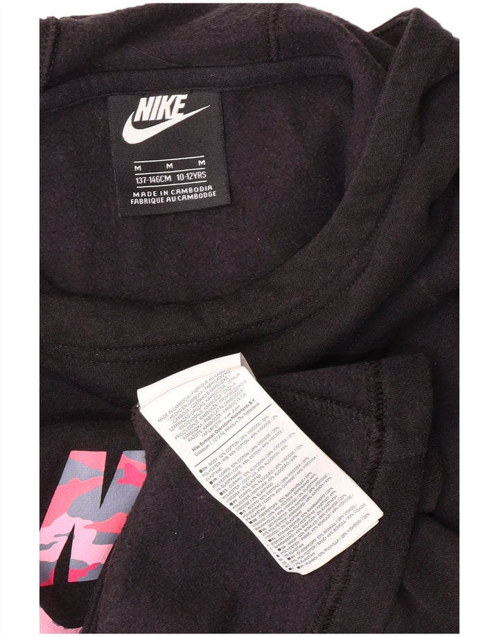Maglione con cappuccio grafico NIKE per ragazze 10-11 anni cotone nero medio