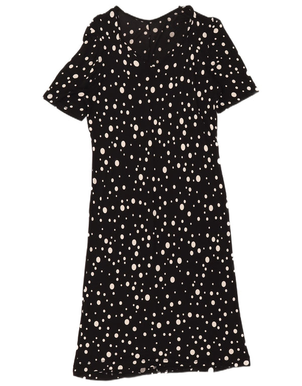 Abito lungo da donna vintage trasparente UK 16 grande pois nero