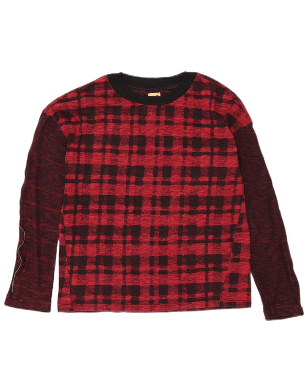 Top Zara Trafaluc da donna a maniche lunghe UK 10 piccolo scozzese rosso