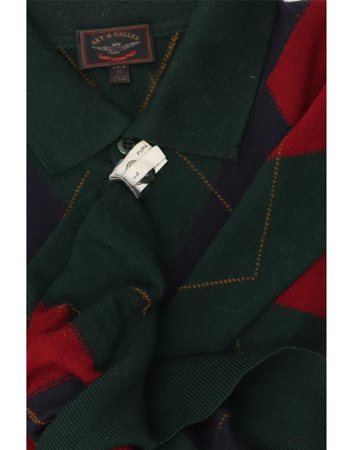Sky & Eagle Maglione da uomo con collo alto Maglione grande verde a rombi/diamante