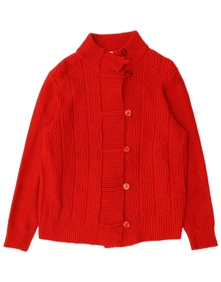 Maglione cardigan da donna vintage UK 12 Acrilico rosso medio