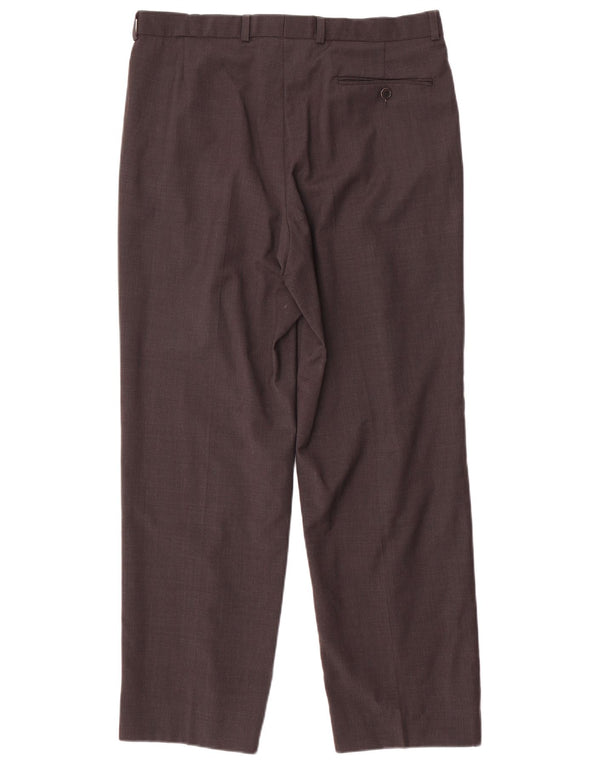 Pantaloni da abito con pegging da uomo Marks & Spencer W34 L29 Lana grigia