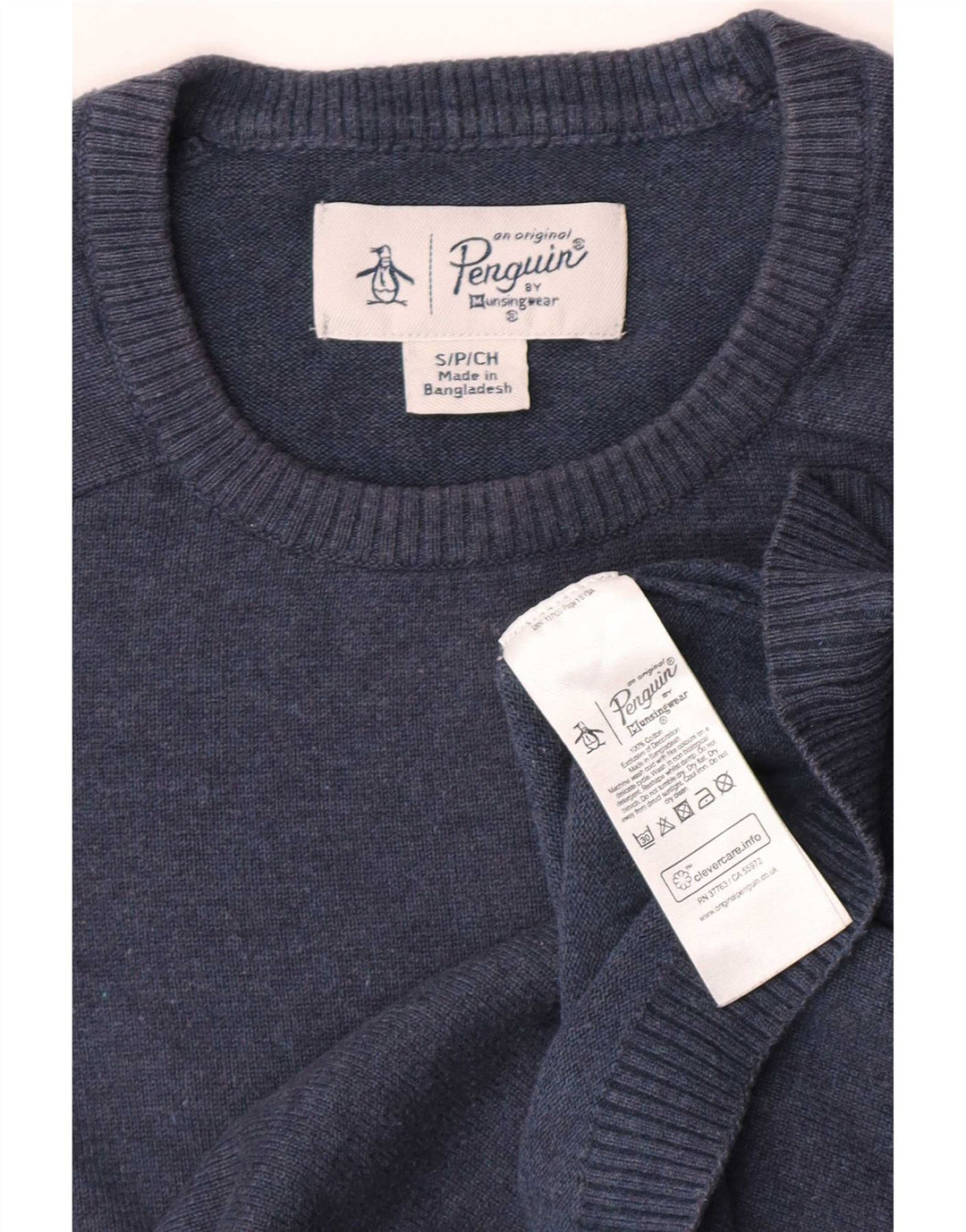 Maglione da uomo girocollo Penguin piccolo in cotone blu