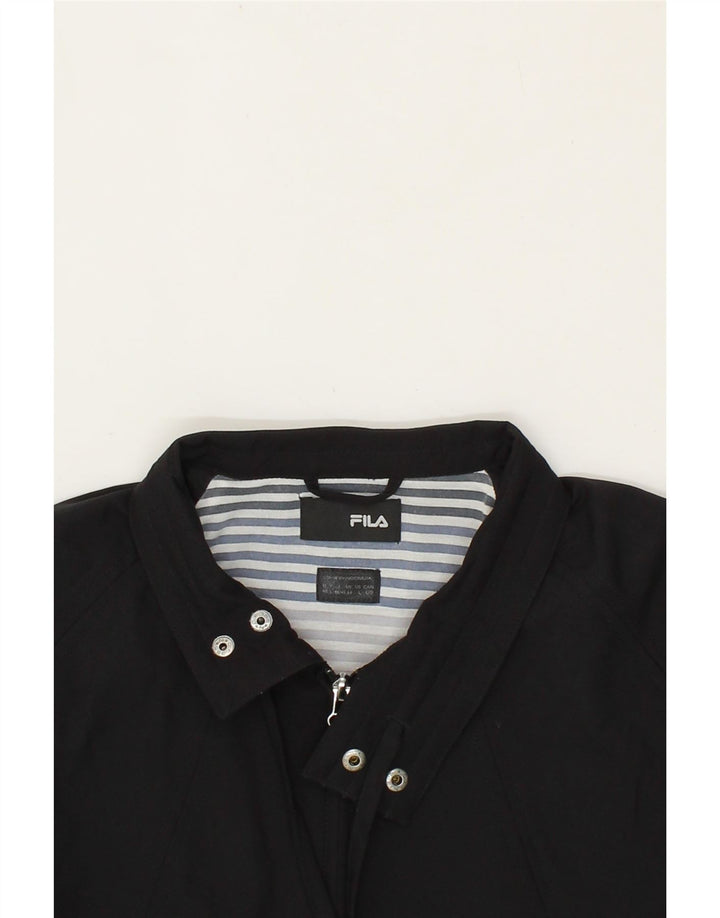 FILA Womens Bomber Jacket UK 14 Medium Black Polyester Vintage Fila and Second-Hand Fila from Messina Hembry 