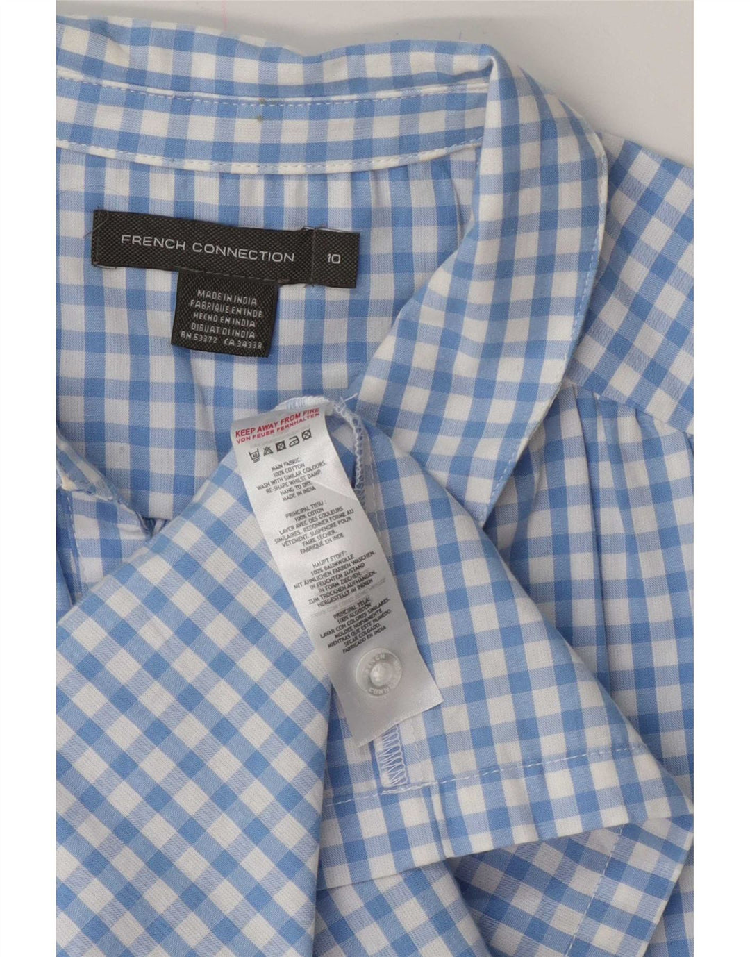Abito a trapezio senza maniche da donna French Connection UK 10 Piccolo percalle blu