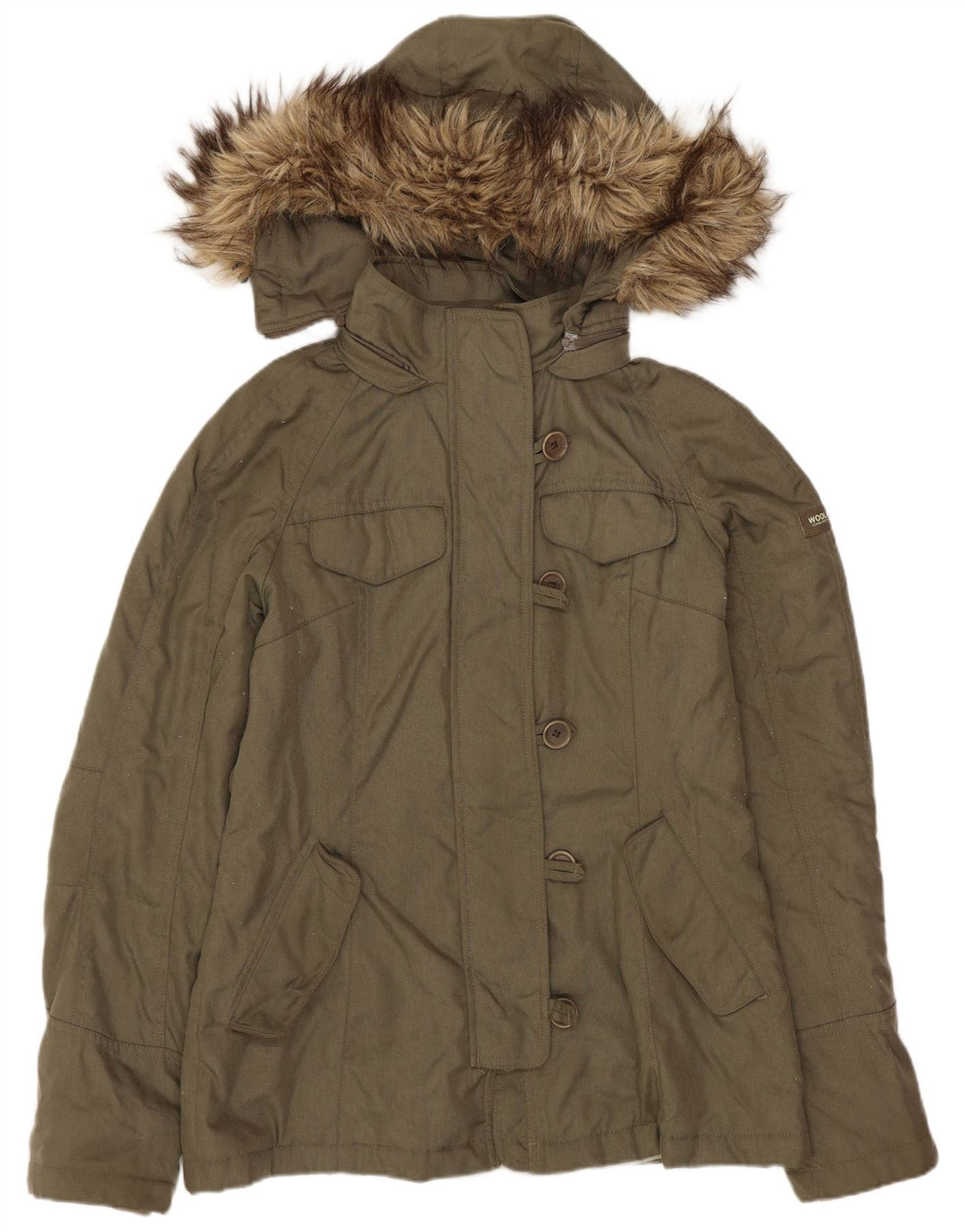 Giacca Parka con cappuccio da donna Woolrich UK 10 Small Khaki Nylon
