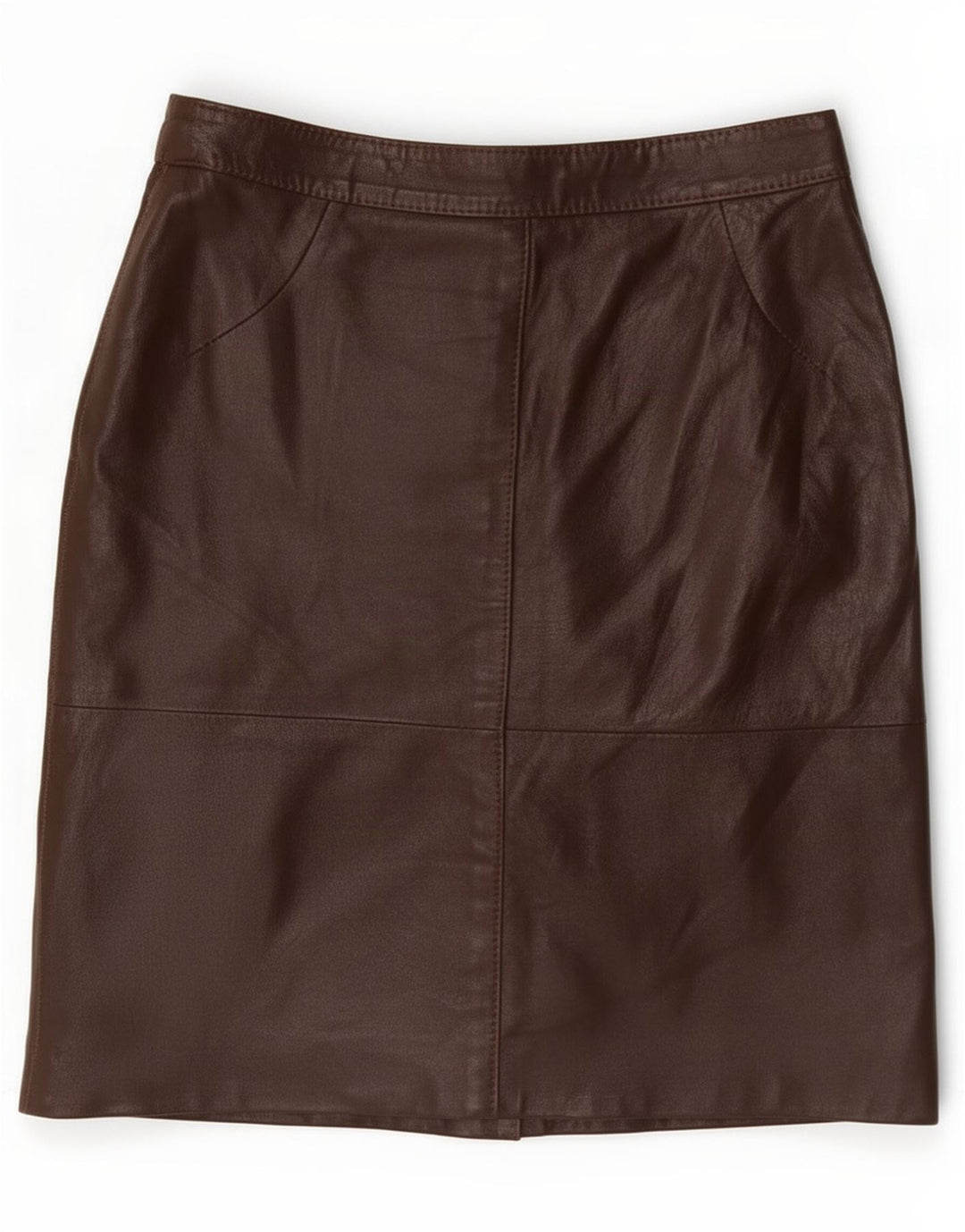 Gonna in pelle vintage da donna piccola W26 marrone