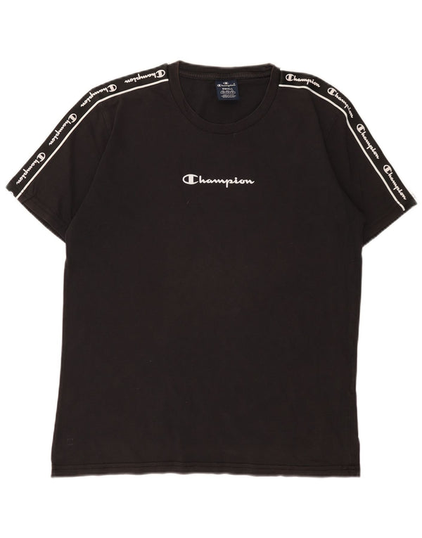 T-shirt grafica da uomo Champion Top piccola in cotone nero