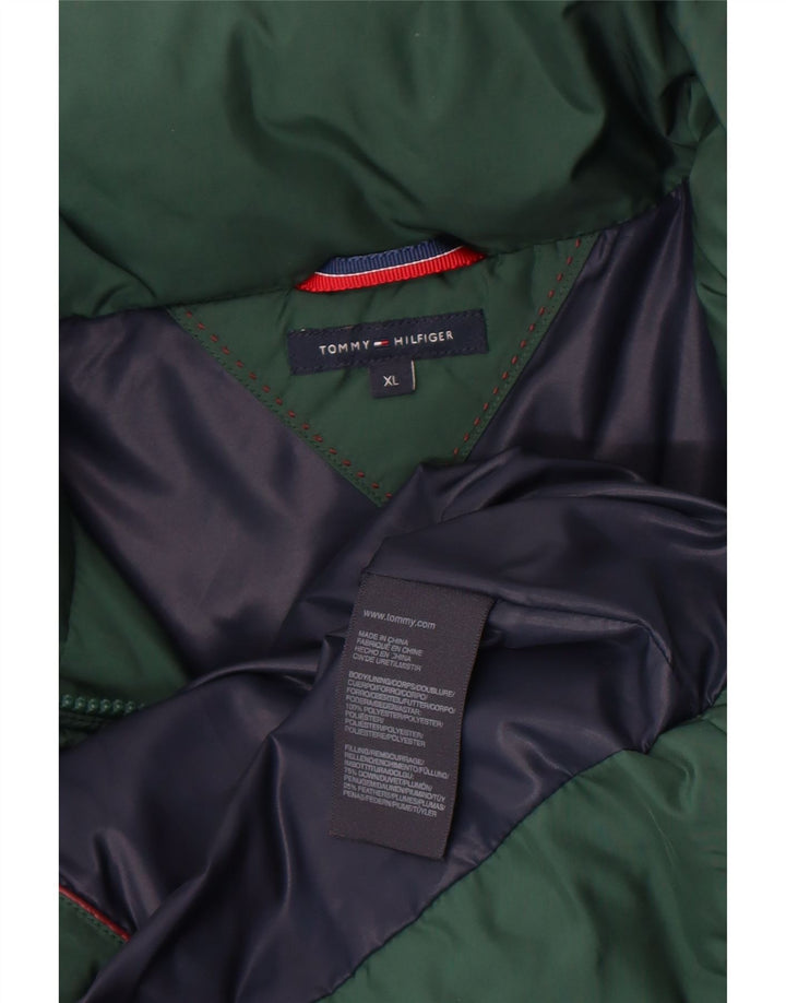 Giacca imbottita con cappuccio da donna Tommy Hilfiger UK 18 XL poliestere verde