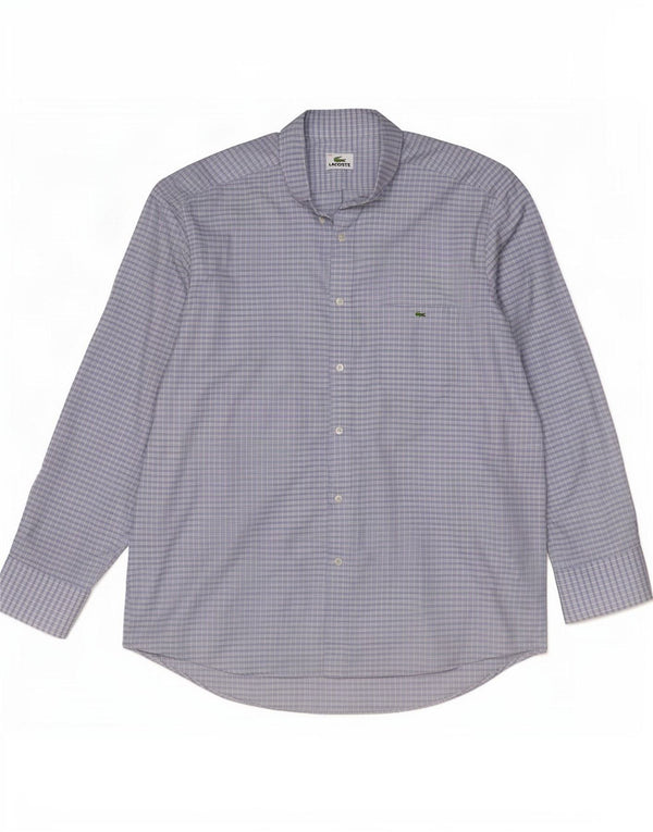 Camicia da uomo Lacoste taglia 44 XL in cotone a quadretti blu
