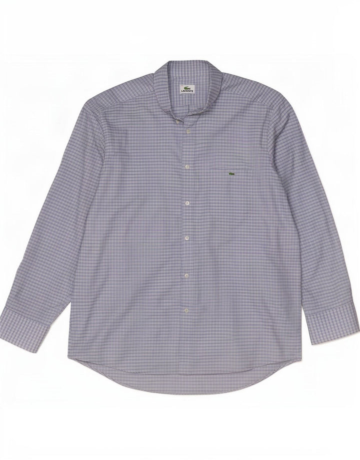 Camicia da uomo Lacoste taglia 44 XL in cotone a quadretti blu