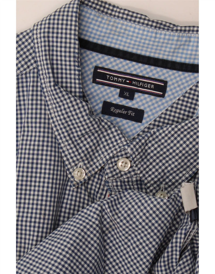 TOMMY HILFIGER Camicia da uomo vestibilità regolare XL a quadretti blu navy