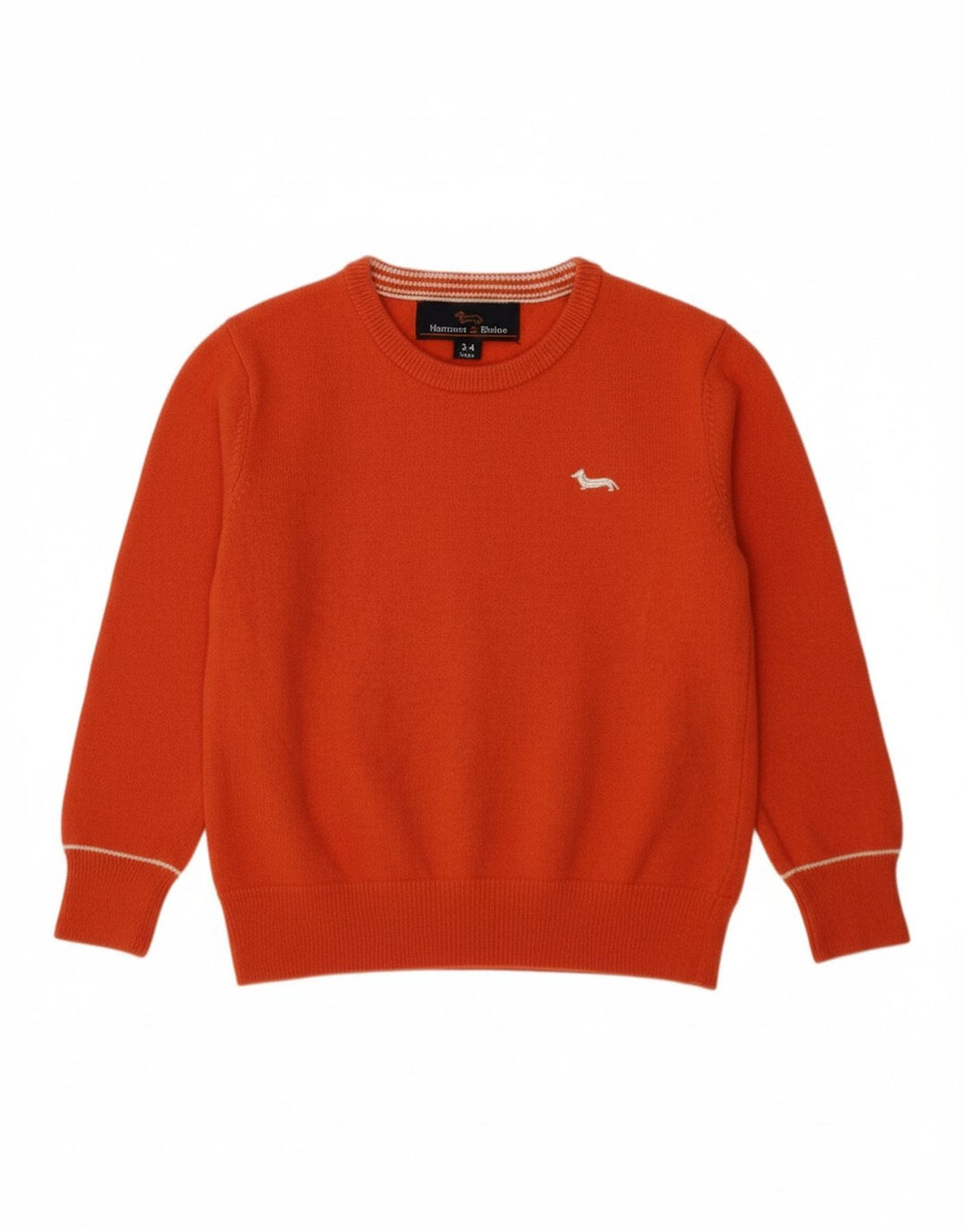 HARMONT & BLAINE Boys Boat Neck Jumper Sweater 3-4 Years Orange Wool