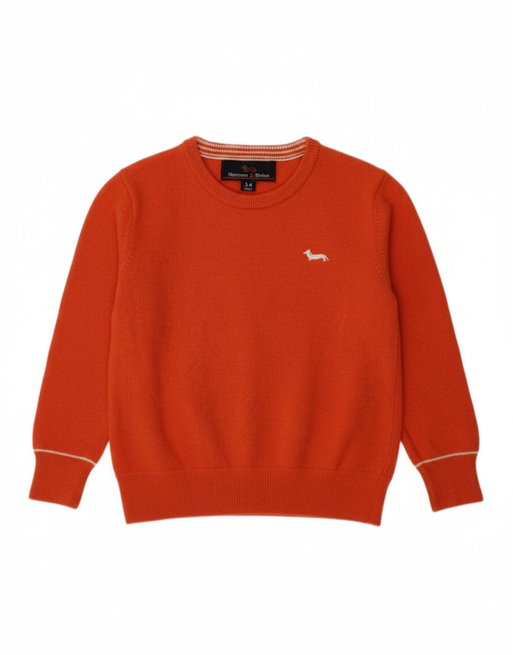 HARMONT & BLAINE Boys Boat Neck Jumper Sweater 3-4 Years Orange Wool
