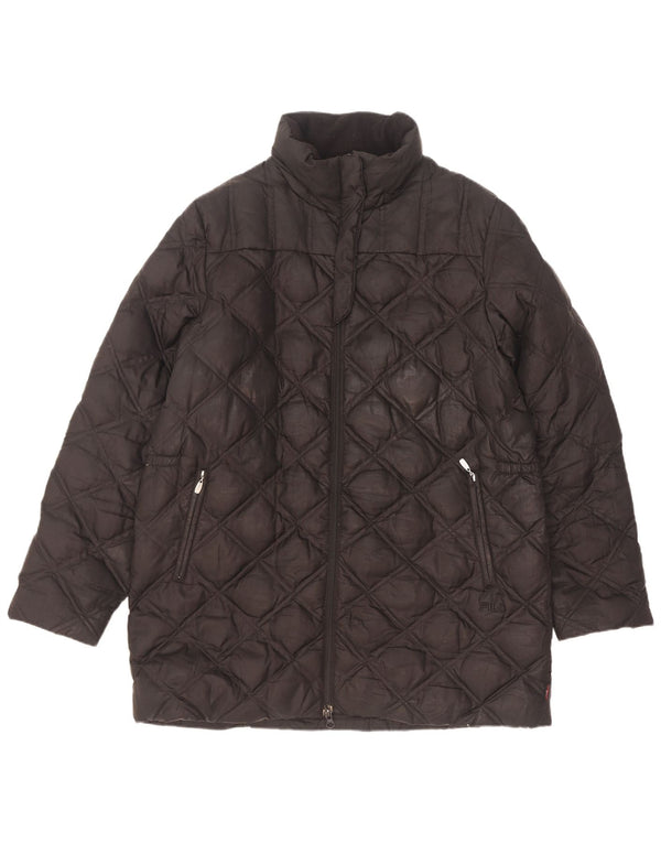 Cappotto imbottito ampio da donna Fila UK 14 Poliestere geometrico nero medio