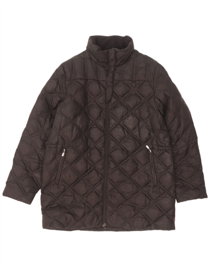 Cappotto imbottito ampio da donna Fila UK 14 Poliestere geometrico nero medio