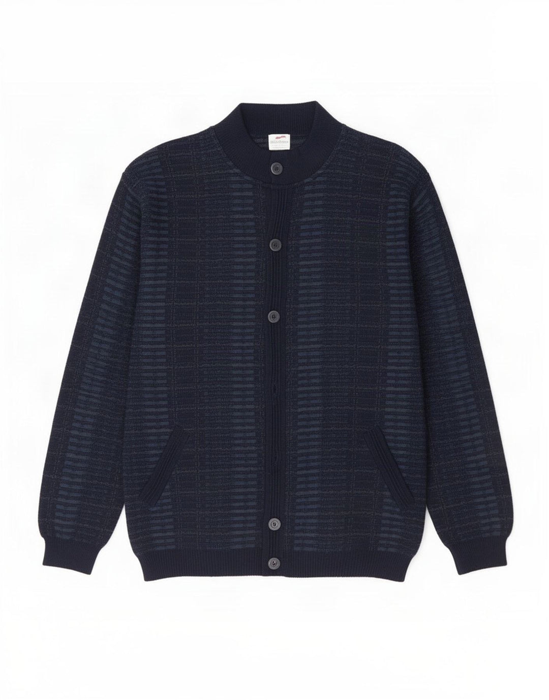 Maglione cardigan da uomo Bernardini IT 52 medio in lana a quadri blu navy