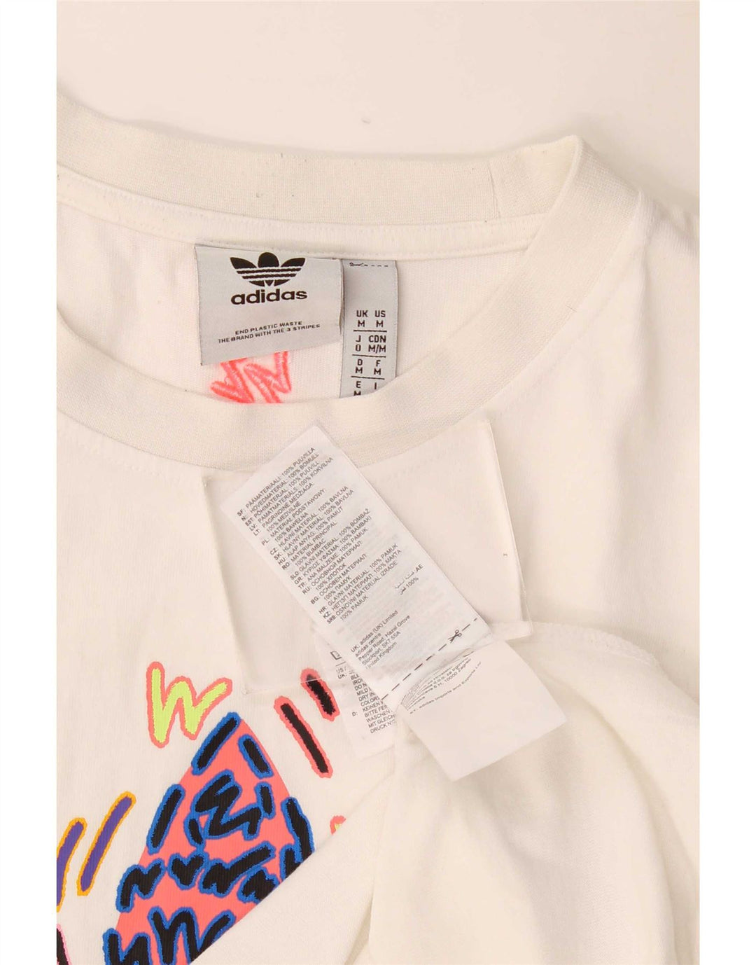 T-shirt grafica da uomo Adidas Top in cotone bianco medio