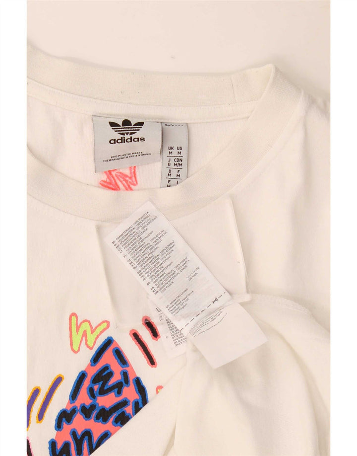 T-shirt grafica da uomo Adidas Top in cotone bianco medio