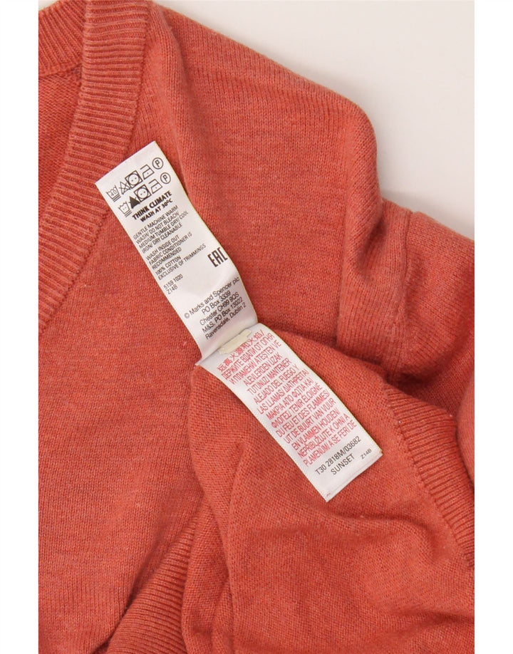 Maglione da uomo con scollo a V Marks & Spencer grande in cotone arancione
