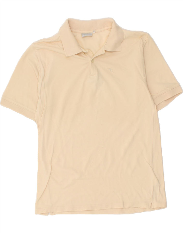 DIADORA Womens Polo Shirt UK 14 Medium Beige Cotton Vintage Diadora and Second-Hand Diadora from Messina Hembry 