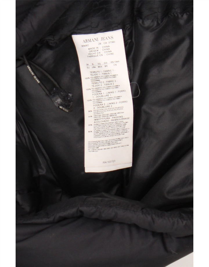 Giacca imbottita con cappuccio da uomo Armani Jeans EU 54 XL nera in poliammide