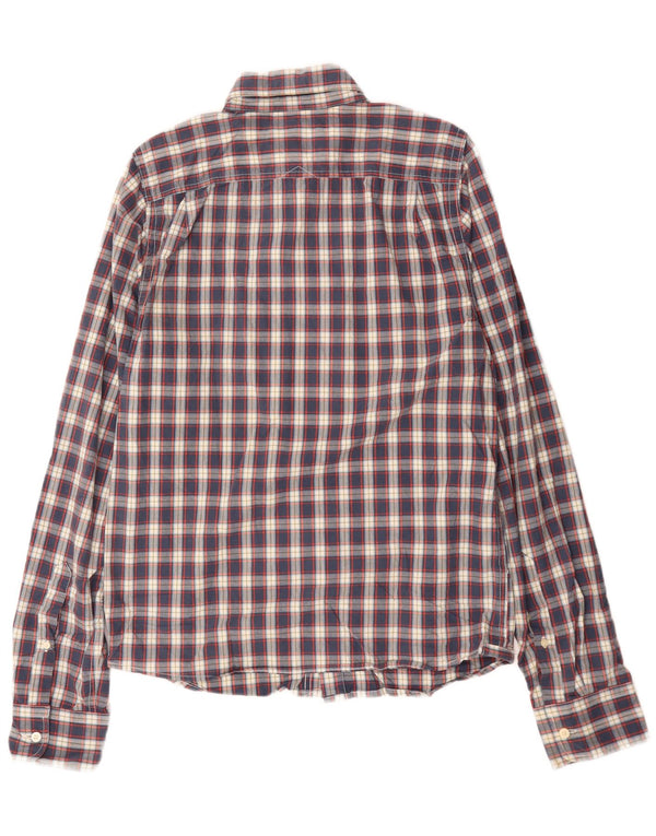 Camicia muscolare da uomo Abercrombie & Fitch, cotone a quadri blu grandi