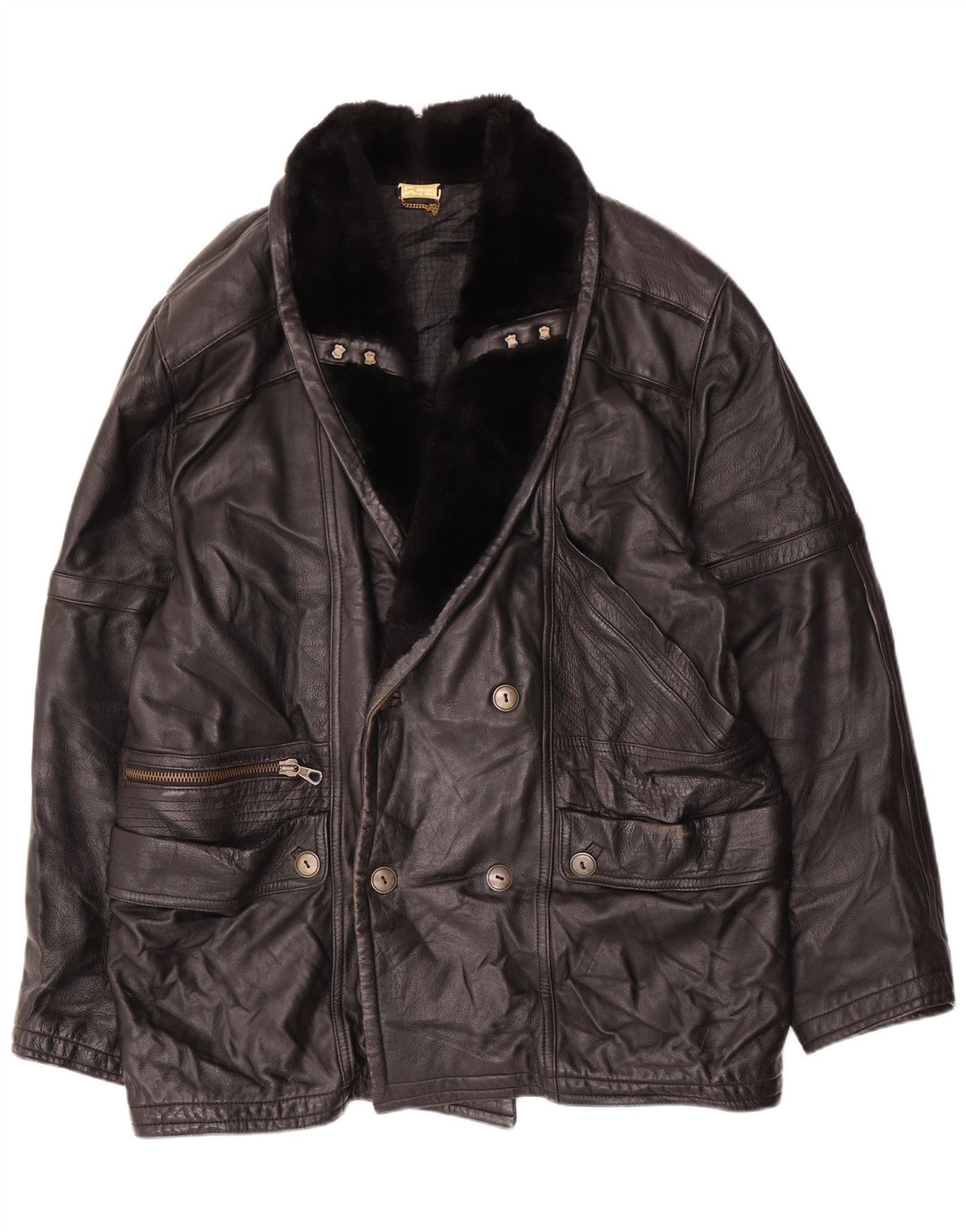 Giacca in pelle vintage da uomo IT 52 XL in pelle nera