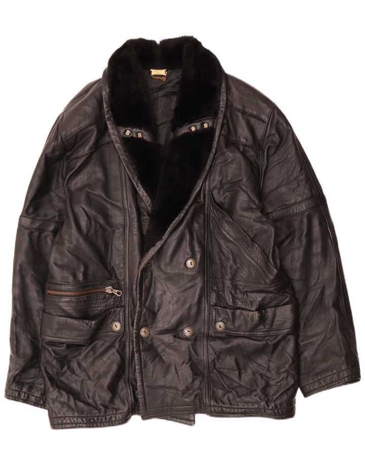 Giacca in pelle vintage da uomo IT 52 XL in pelle nera