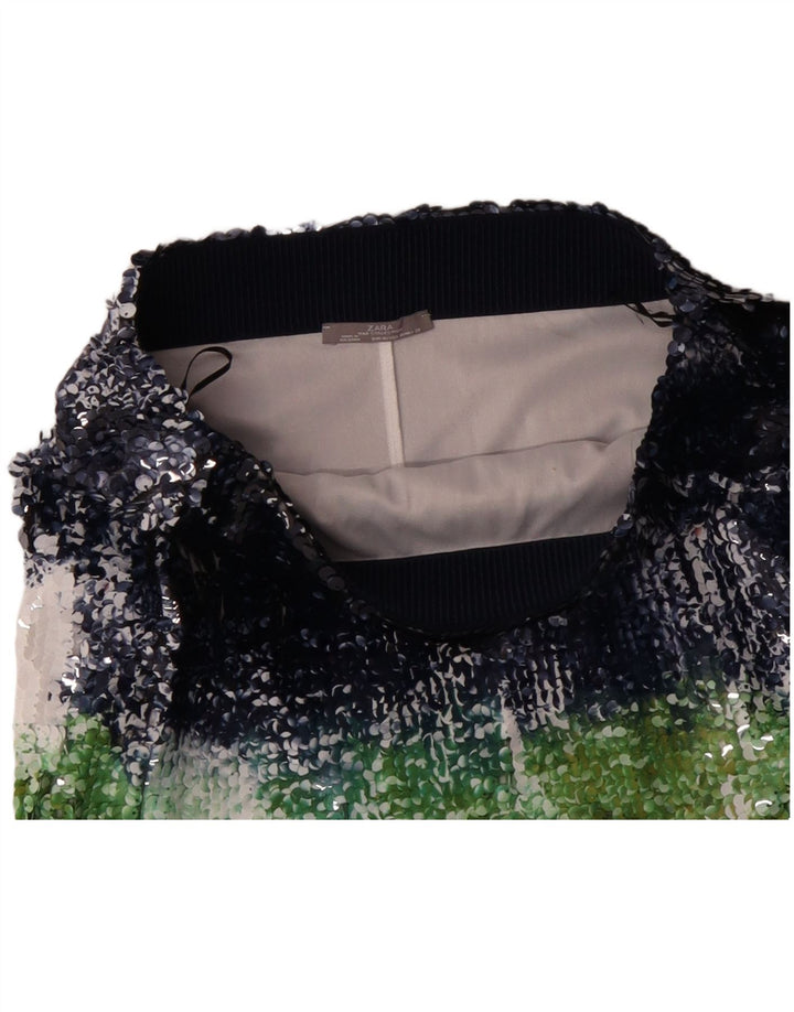 Gonna dritta da donna ZARA media W28 poliestere color block multicolore