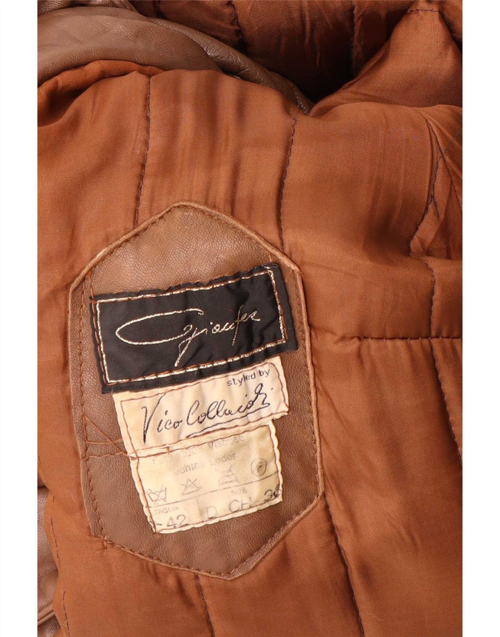 Giacca in pelle da donna vintage IT 42 in pelle marrone medio