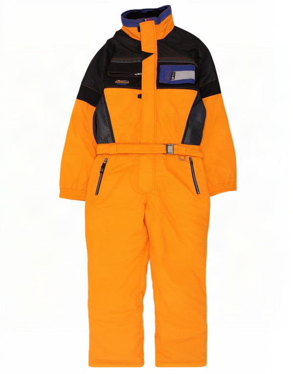 Tuta da sci con cappuccio da uomo Brugi UK 42 Large arancione color block in poliammide