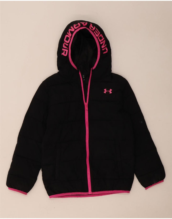Giacca imbottita con cappuccio grafica per ragazze Under Armour 10-11 anni in poliestere nero
