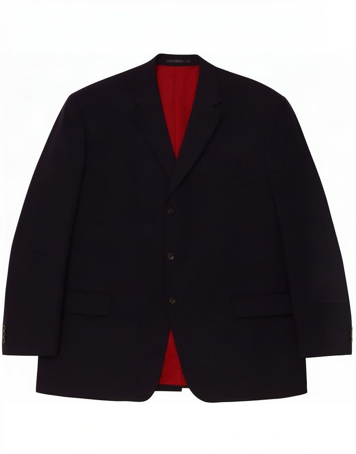 Giacca blazer da uomo a 3 bottoni Pierre Cardin IT 54 2XL Lana blu navy