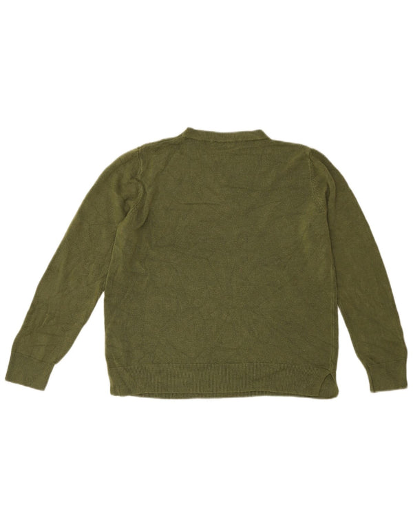 MARKS & SPENCER Maglione maglione girocollo da donna UK 14 Grande acrilico verde