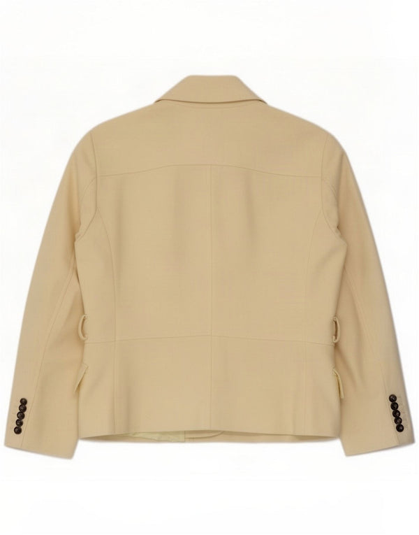 Benetton Giacca blazer a 5 bottoni da donna IT 46 Large Lana bianco sporco