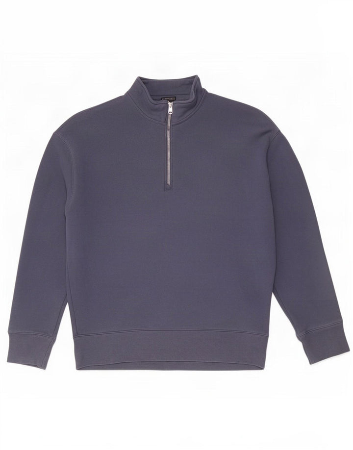 Felpa Hollister da uomo con zip e collo, maglione piccolo, cotone blu
