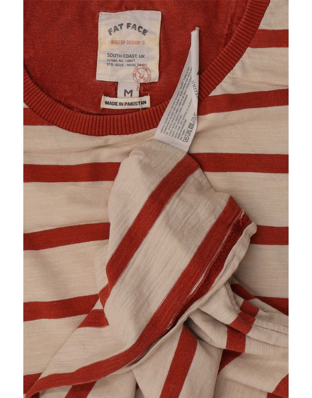 T-shirt da uomo Fat Face Top in cotone a righe beige medio