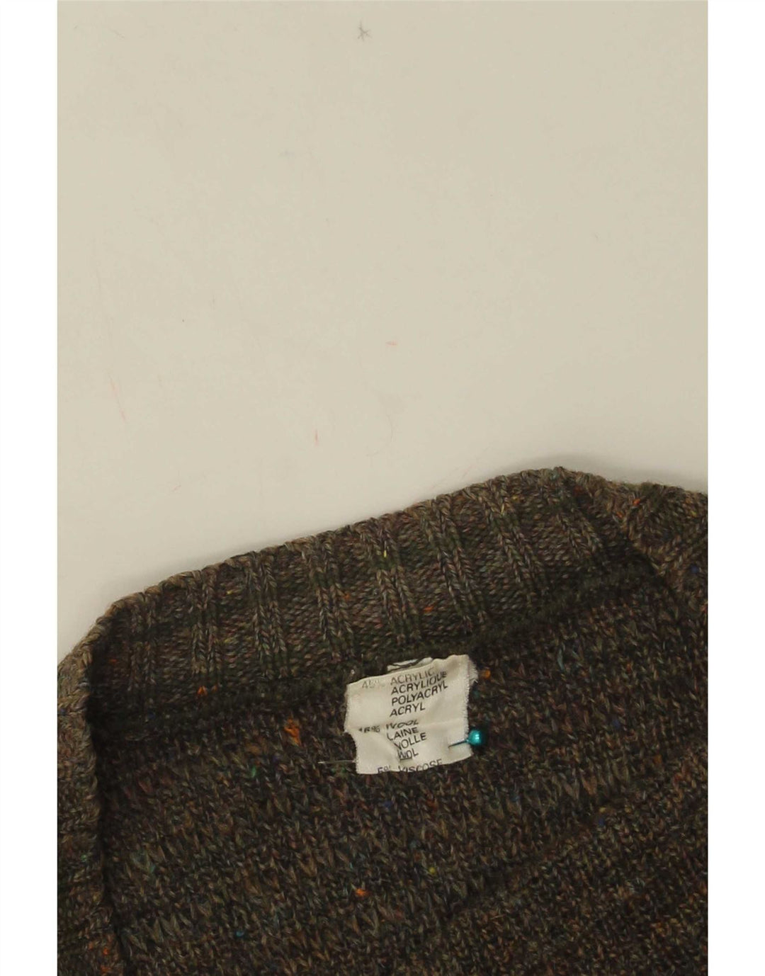 Maglione cardigan da uomo vintage IT 50 Acrilico chiazzato kaki medio