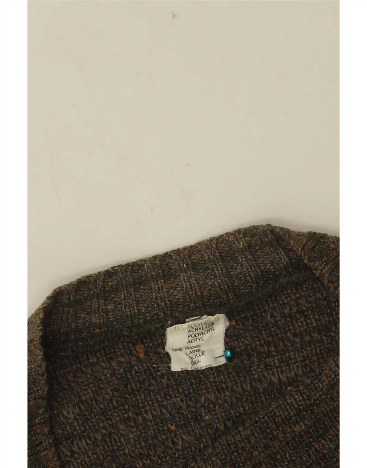 Maglione cardigan da uomo vintage IT 50 Acrilico chiazzato kaki medio