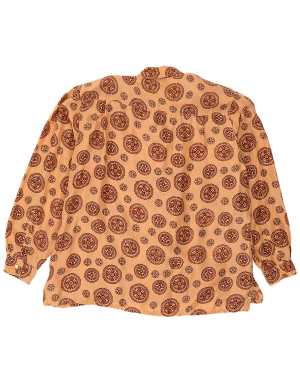 Camicetta camicia oversize da donna vintage UK 16 grande seta floreale arancione