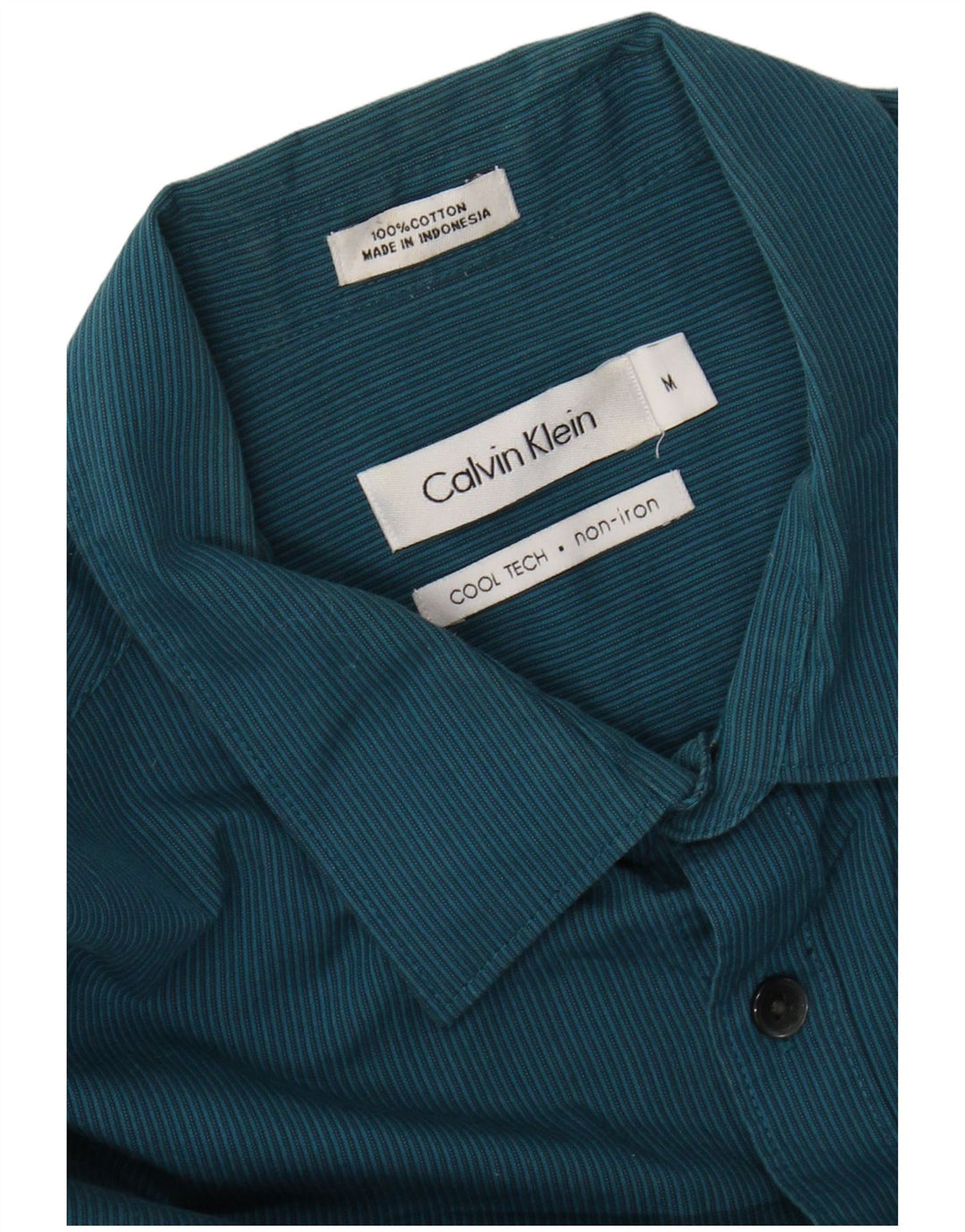 CALVIN KLEIN Camicia Uomo Cotone Gessato Blu Medio