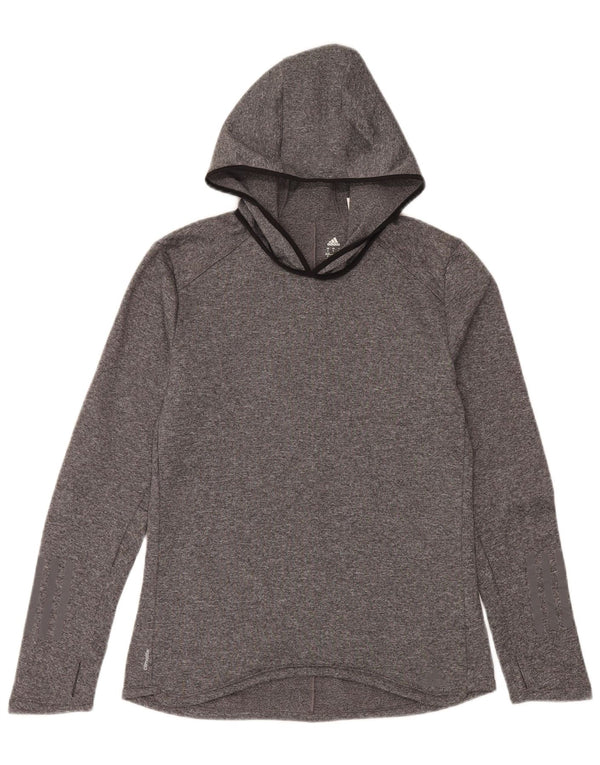 Maglione con cappuccio Adidas Climalite da donna UK 8/10 piccolo poliestere grigio