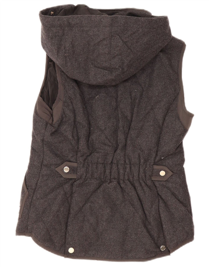 Gilet trapuntato con cappuccio da donna Massimo Dutti UK 12 Poliestere grigio medio