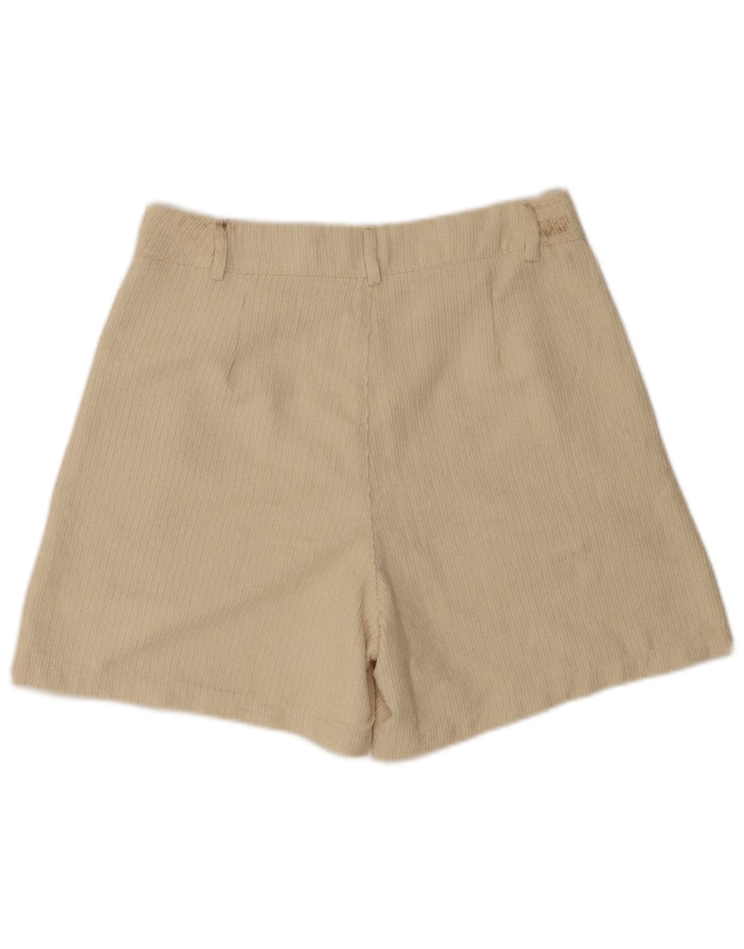 Pantaloncini di velluto a coste da donna Benetton UK 12 Medium W28 Poliestere beige