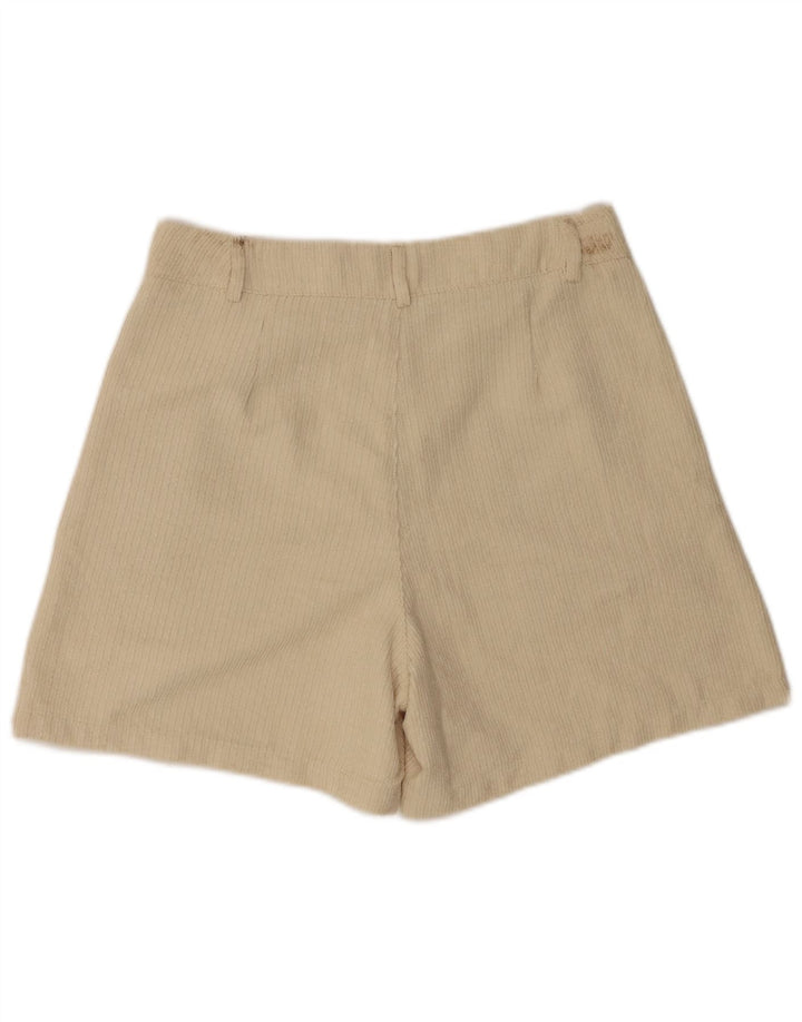Pantaloncini di velluto a coste da donna Benetton UK 12 Medium W28 Poliestere beige