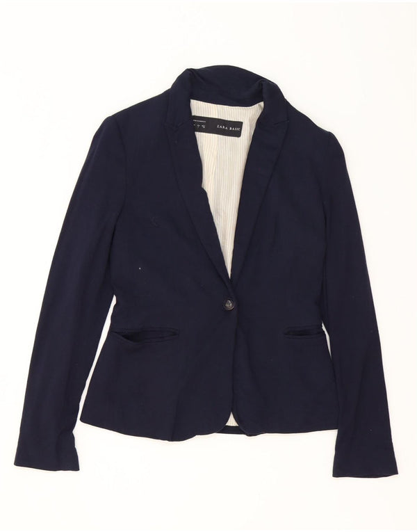 Giacca blazer da donna a 1 bottone Zara UK 10 piccola acetato blu navy