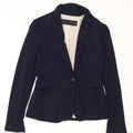 Giacca blazer da donna a 1 bottone Zara UK 10 piccola acetato blu navy