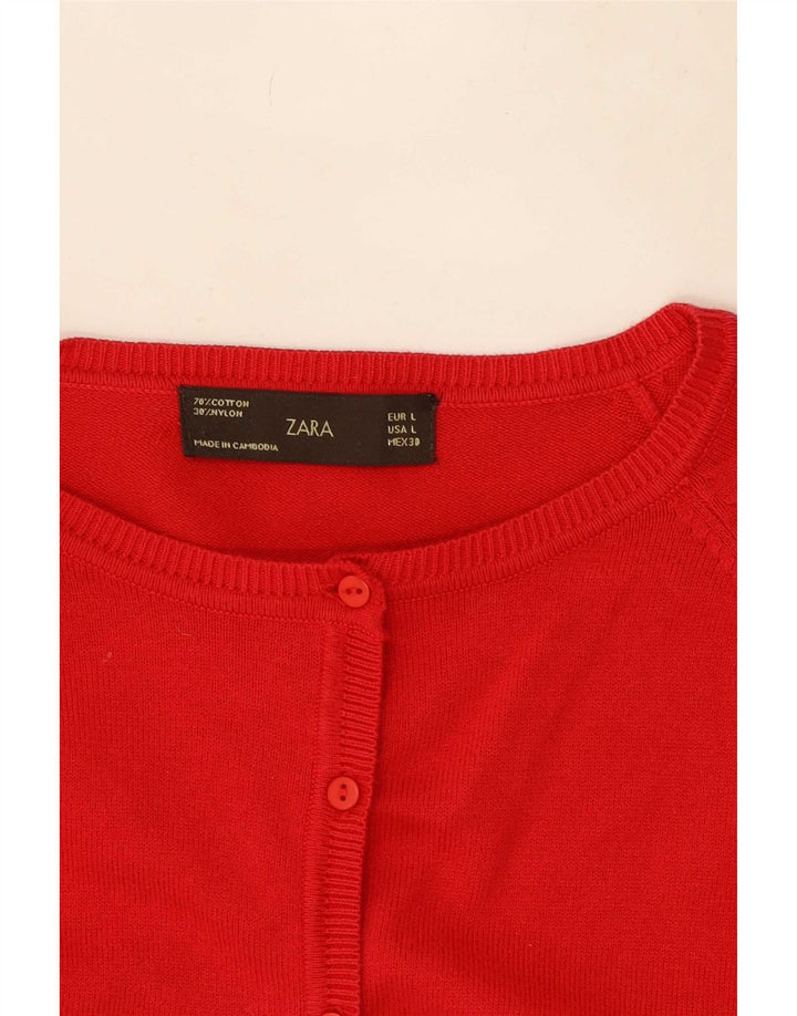 Maglione cardigan da donna Zara UK 14 grande cotone rosso