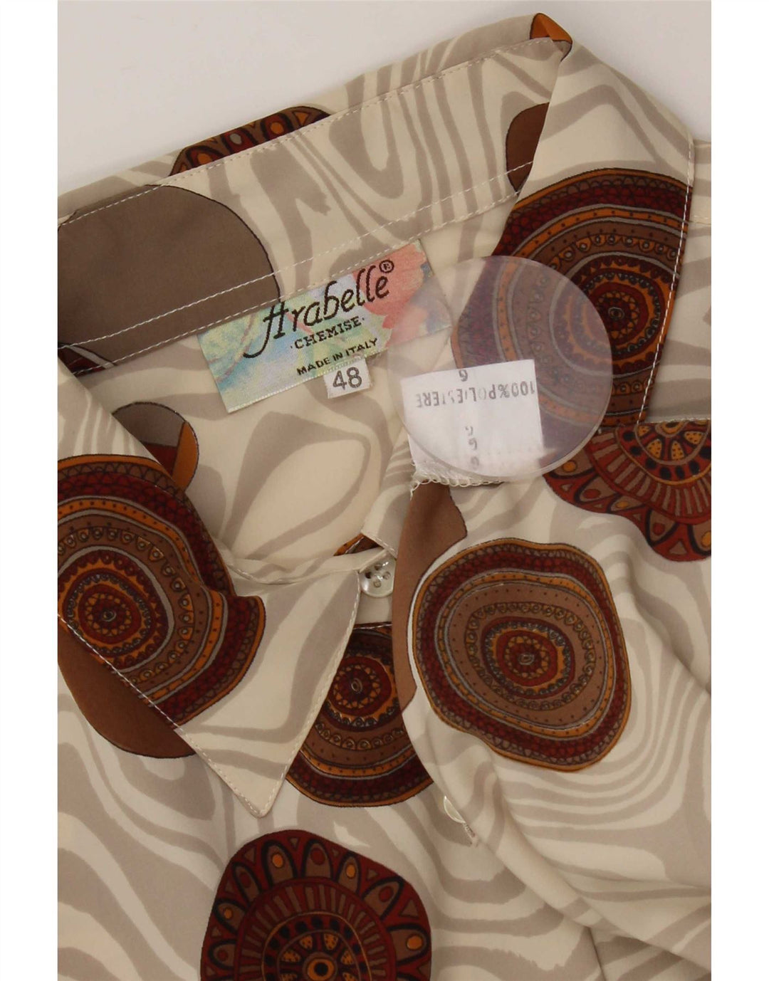 Camicetta camicia vintage da donna IT 48 XL Poliestere geometrico multicolore